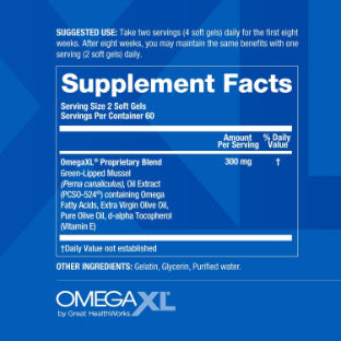 OmegaXL – Natural Joint & Muscle Support Supplement 120 Count